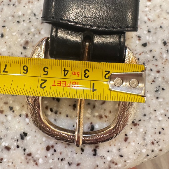 Ranger Black Leather Western Belt GoldTone Square paisley‎ stud Accents woman 42